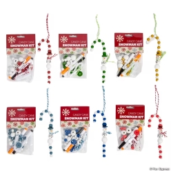 Snowman Candy Cane Ornament Beaded Craft Kit-6Pk
