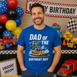 Cars and Trucks Birthday Dad Blue T-shirt - Choose Size