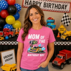 Cars and Trucks Birthday Mom Pink T-shirt - Choose Size