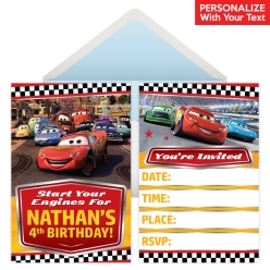 Disney Cars PERSONALIZED Invitations - 8 Pack