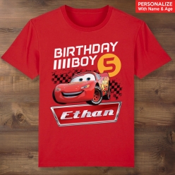 Cars Birthday Personalized Red T-shirt