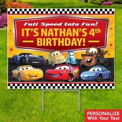 Cars PERSONALIZED Large Yard Sign