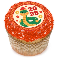 Chinese New Year Cartoon Snake Cupcake Icing Toppers 12pk