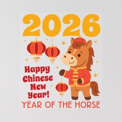 Year of the Horse Cartoon 2026 CNY Vinyl Wall Decal