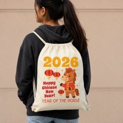 Chinese New Year Horse Drawstring Backpack