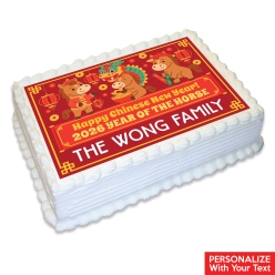 Chinese New Year Cartoon Horse Personalized Edible Icing