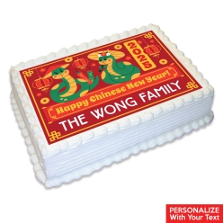 Chinese New Year Cartoon Snake Personalizable Edible Icing