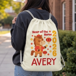 Chinese New Year Horse Personalized Drawstring Backpack