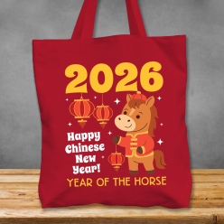 Premium XL Chinese New Year Horse Red Tote Bag