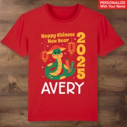 55% OFF: Chinese New Year Snake Personalized Name Red T-Shirt