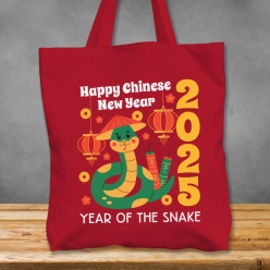 60% OFF: Premium XL Chinese New Year Snake Red Tote Bag