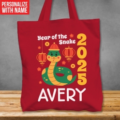 60% OFF: Premium XL Chinese New Year Snake Personalized Red Tote
