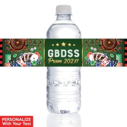 Casino Prom PERSONALIZED Vinyl Bottle Labels - 50pk
