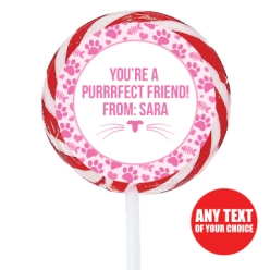 PERSONALIZED Valentine Cat Lollipops - 12 Pk
