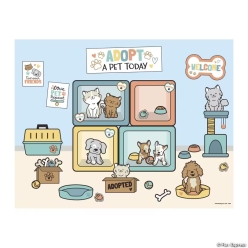 Cat & Dog Adoption Sticker Scenes-12Pk