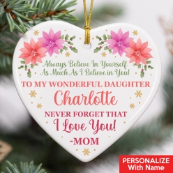 My Wonderful Daughter Personalized Ceramic Heart Ornament