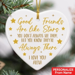 Good Friends Personalized Ceramic Heart Ornament