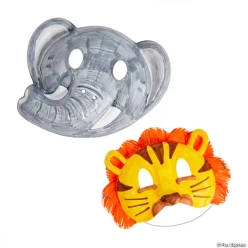 Zoo DIY Lion & Elephant Papier-Mache Masks-12Pk