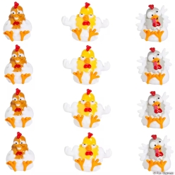 Fowl Mood Chicken Character Vinyl Toys -12Pk