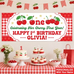 Cherry 1st Birthday PERSONALIZED Giant Vinyl Keepsake Banner