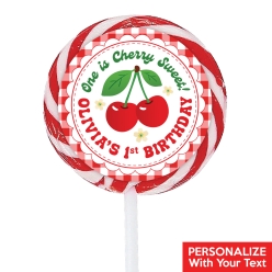 Sweet Cherry 1st Birthday PERSONALIZED Lollipops - 12 Pk