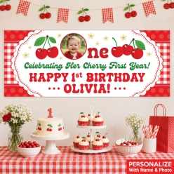 Cherry 1st PERSONALIZED PHOTO Giant Vinyl Keepsake Banner