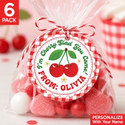 Cherry Birthday PERSONALIZED Shaped Thank You Tags 6 PK