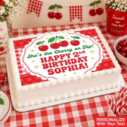 Cherry Birthday Personalized Edible Icing