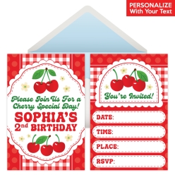 Cherry Birthday PERSONALIZED Invitations - 8 Pk
