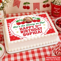 Cherry Birthday Photo Personalized Edible Icing
