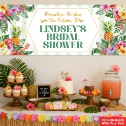 Chic Aloha Bridal Shower PERSONALIZED Giant Vinyl Banner