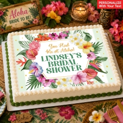 Chic Aloha Bridal Shower Personalized Edible Icing
