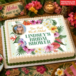 Chic Aloha Bridal Shower Photo Personalized Edible Icing