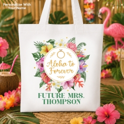 Chic Aloha Bridal Shower Personalized BIG 41cm Cotton Tote Bag