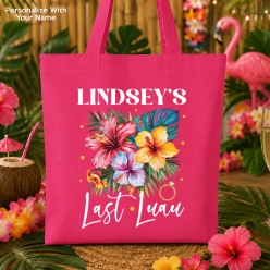 Last Luau Personalized 41cm Pink Cotton Tote