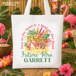 Toes in the Sand Bridal Shower Personalized BIG 41cm Cotton Tote