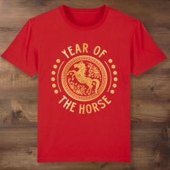 Chinese New Year Horse Red T-shirt- All Sizes