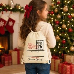 Christmas Express Write-On Drawstring Backpack