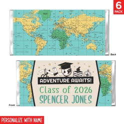 Adventure Grad 2026 Personalized Candy Bar Labels - 6pk