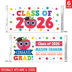 Elementary Grad Fun 2026 Personalized Name Candy Bar Labels 6pk