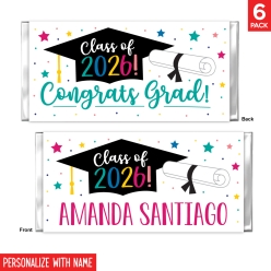Girl Grad 2026 Personalized Name Candy Bar Labels 6pk