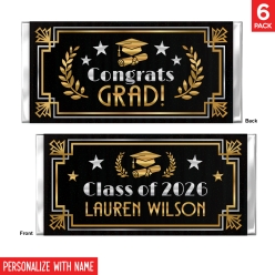 Hollywood Grad 2026 Personalized Name Candy Bar Labels 6pk