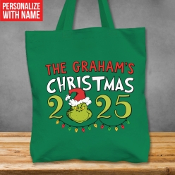 Premium XL Grinch 2025 Personalized Green Tote