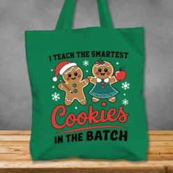 Teacher of Smart Cookies Christmas BIG Green Tote Bag