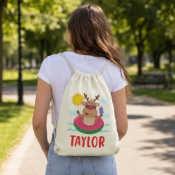 Christmas in July Reindeer Custom Drawstring Backpack