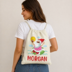Christmas in July Santa Custom Drawstring Backpack