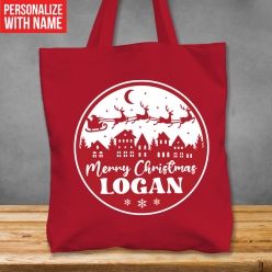 60% OFF: Premium XL Christmas Night Personalized Red Tote