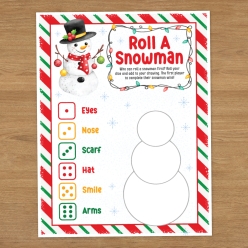 Christmas Roll a Snowman Activity Sheet