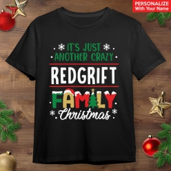 Crazy Christmas Family PERSONALIZED Black T-shirt