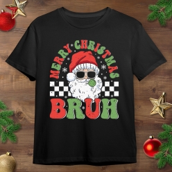 Merry Christmas Bruh Black T-shirt
